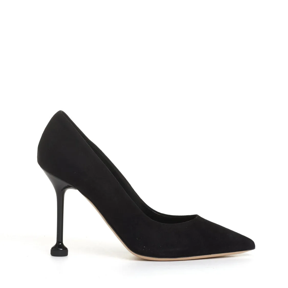 100mm Black Suede Pump With Pointed Toe And Suede Finish