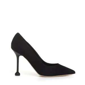 100mm Black Suede Pump With Pointed Toe And Suede Finish