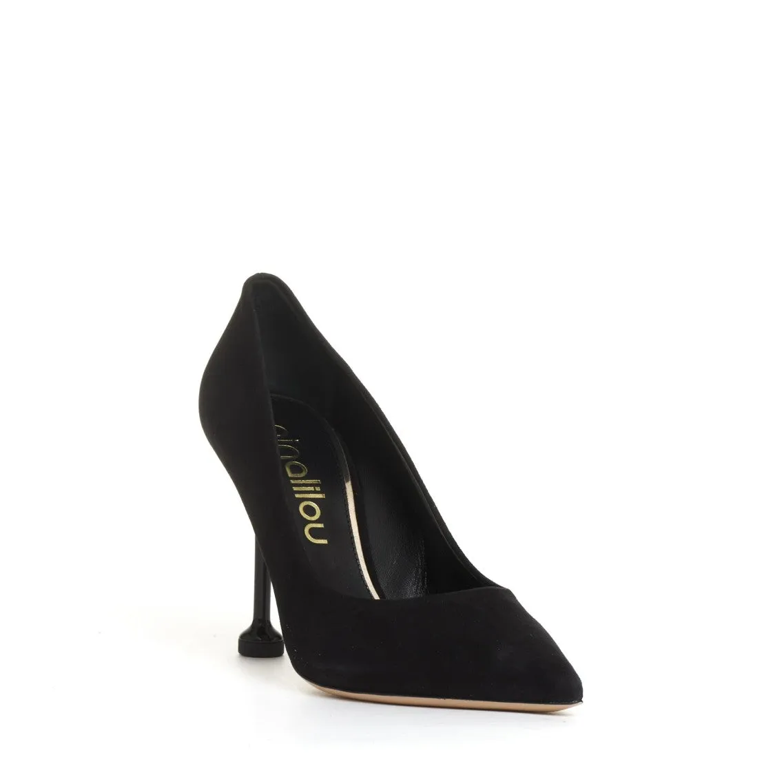 100mm Black Suede Pump With Pointed Toe And Suede Finish