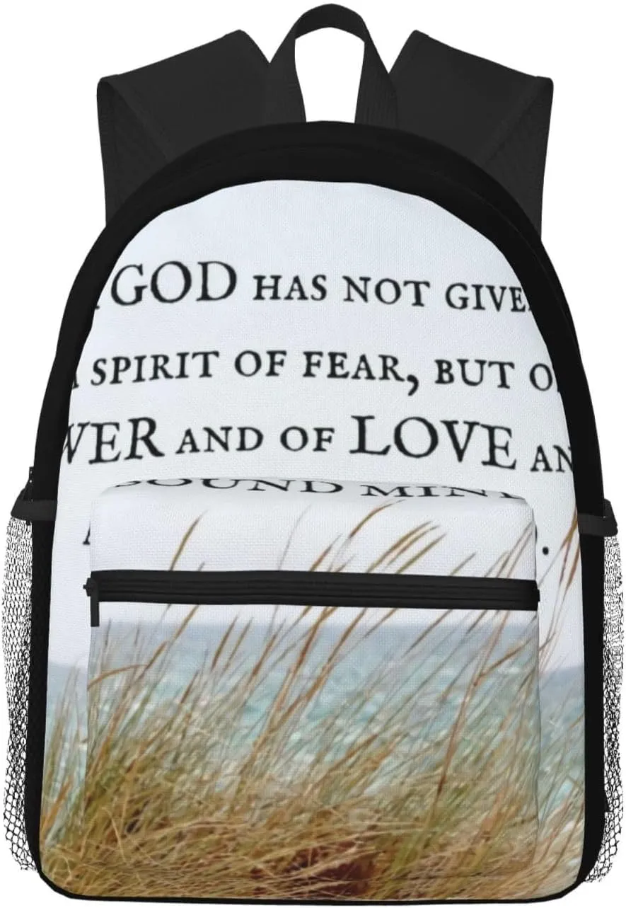 2 Timothy 1 7 God Has Not Given A Spirit Of Fear Casual Backpack – Lightweight Travel Daypack, Multi-Pocket Laptop Hiking Bag, Durable Polyester Pack For Outdoor Camping Cycling