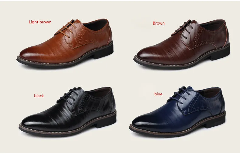 2017 New Men's Real Cowhide Leather Oxford Shoes Comfortable Insole Lacing Business Dress Shoes Man Wedding High Quality Shoes