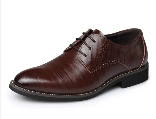 2017 New Men's Real Cowhide Leather Oxford Shoes Comfortable Insole Lacing Business Dress Shoes Man Wedding High Quality Shoes
