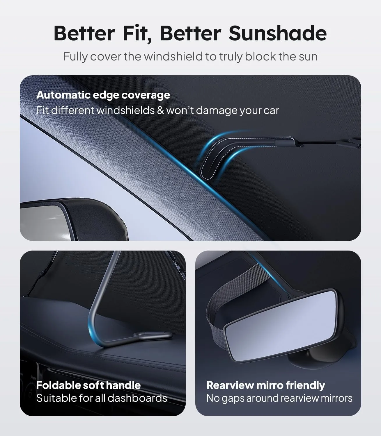 2025 Ice-Shield Car Windshield Sun Shade [100% Sun Block, 4th-Gen Cooling Tech] Reflective Heat Insulation, Portable Foldable Front Window Sunshade for Compact Sedans & SUVs - Universal Fit 53"x29"