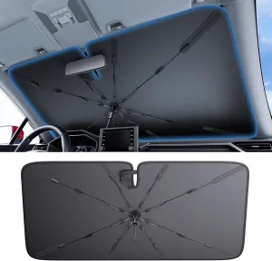 2025 Ice-Shield Car Windshield Sun Shade [100% Sun Block, 4th-Gen Cooling Tech] Reflective Heat Insulation, Portable Foldable Front Window Sunshade for Compact Sedans & SUVs - Universal Fit 53"x29"