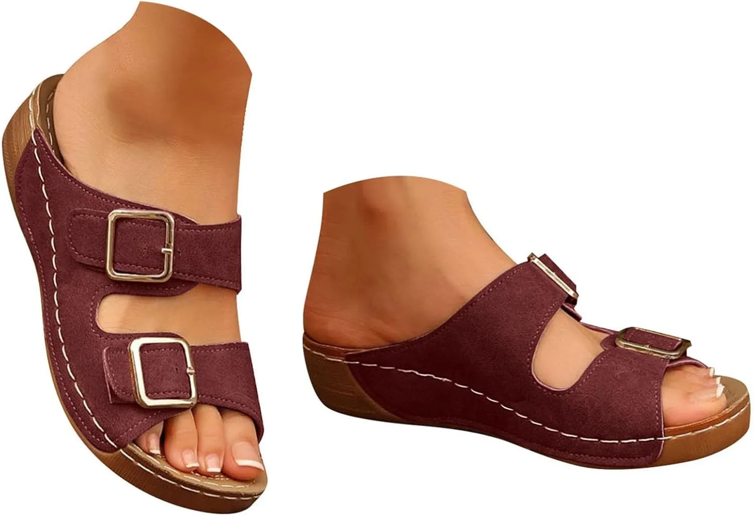 2025 Orthopedic Sandals for Women Comfortable Open Toe Soft Sole Wedge Heel Shoe with Arch Support Summer Indoor/Outdoor Beach Vacation Slippers Breathable Ladies Dress Platform Walking Footwear