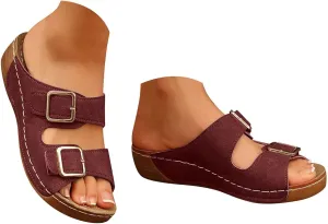 2025 Orthopedic Sandals for Women Comfortable Open Toe Soft Sole Wedge Heel Shoe with Arch Support Summer Indoor/Outdoor Beach Vacation Slippers Breathable Ladies Dress Platform Walking Footwear