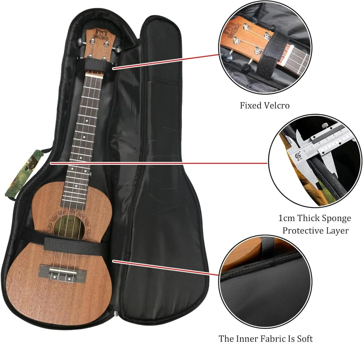 23" Ukulele Bag Wildlife Deer Forest Padding Carry Case Ukulele Cover with Storage and Thick Handle
