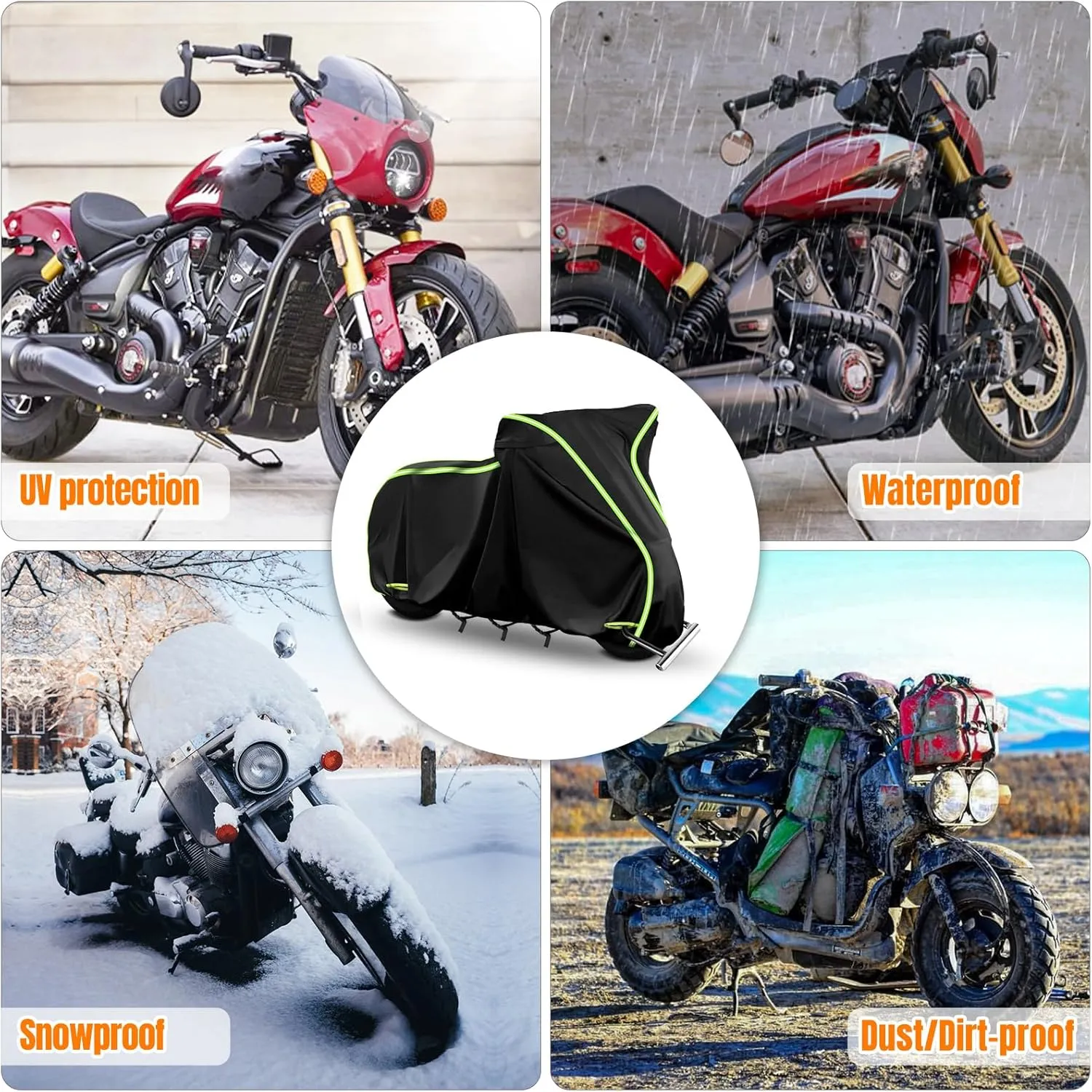 420D Waterproof Motorcycle Cover for Indian Scout,101 Scout,Scout Sixty,Scout Rogue,Scout Rogue Sixty,Scout Classic,Windproof Heavy Duty Outdoor Bike Cover