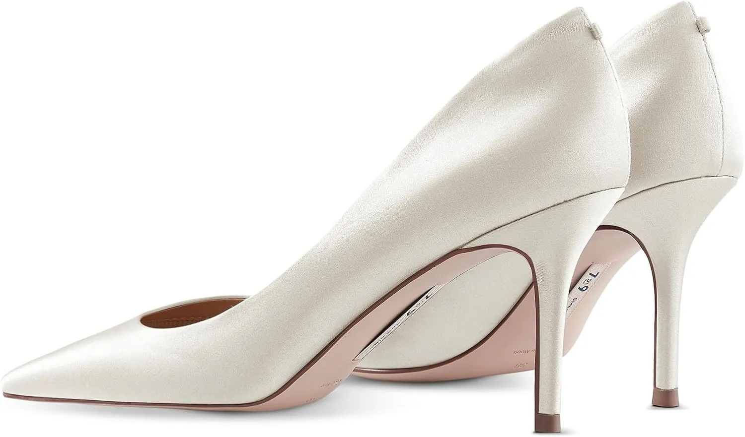 7or9 Gold Heels for Women Comfortable Air-Touch Foam Glitter White Heels Bridal Prom Heels Pointed Toe Stiletto High Heels 3.54"