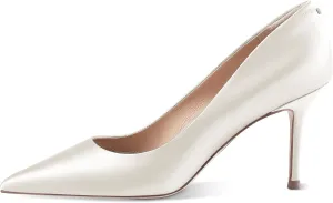 7or9 Gold Heels for Women Comfortable Air-Touch Foam Glitter White Heels Bridal Prom Heels Pointed Toe Stiletto High Heels 3.54"