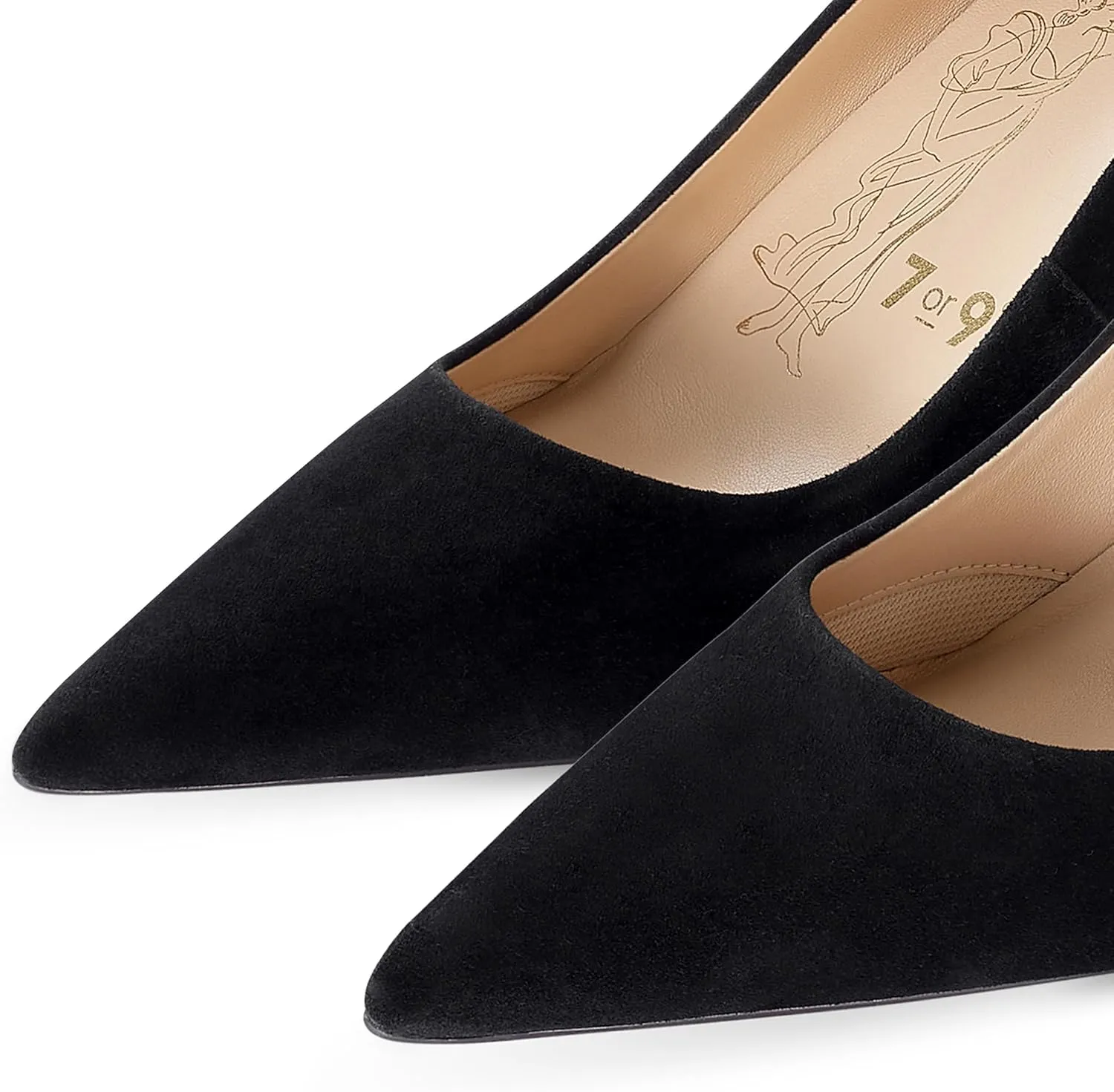 7or9 Women's Pumps Kitten Heels for Women Classic Pointed Toe Stiletto Heel Dressy Air-Touch Foam Shoes 2.75" - Red, Nude & White