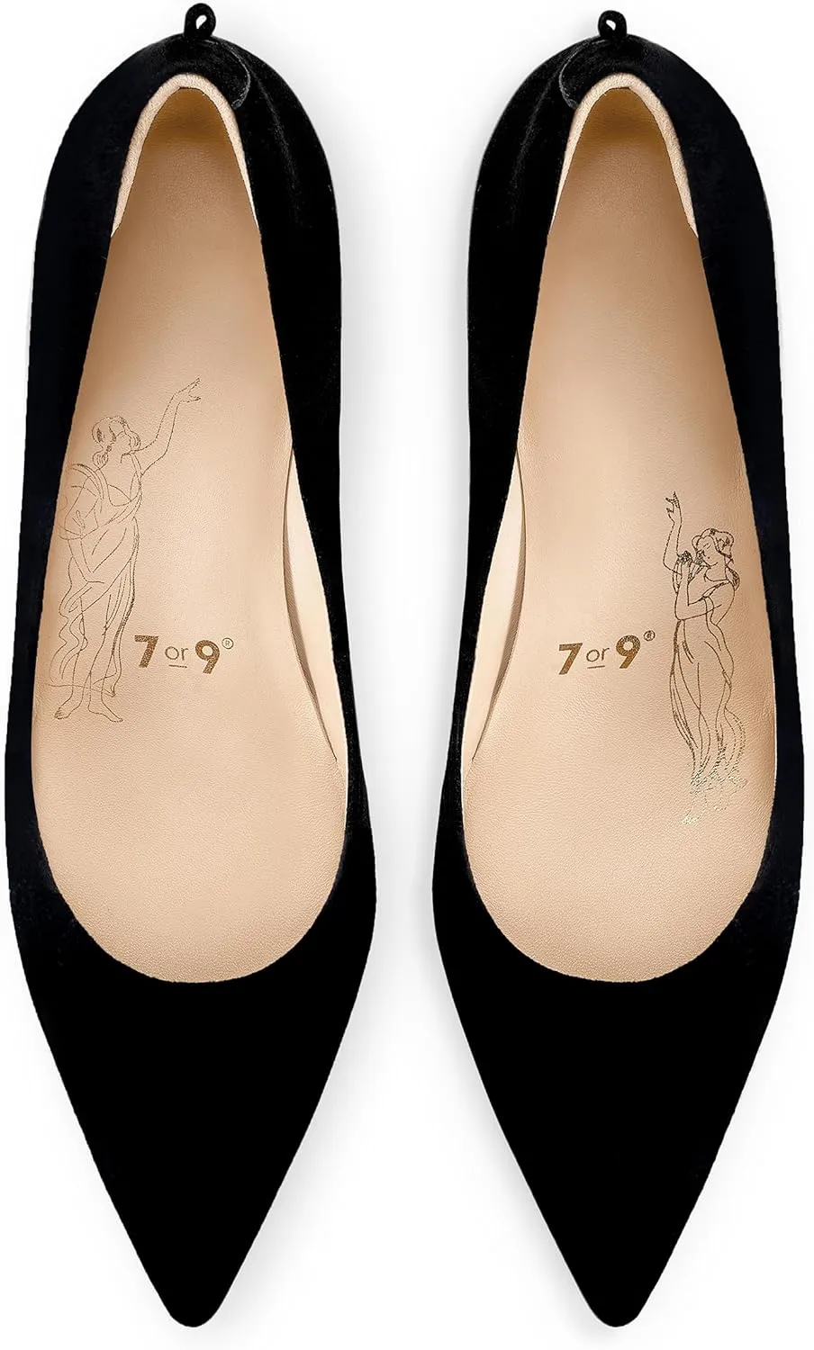 7or9 Women's Pumps Kitten Heels for Women Classic Pointed Toe Stiletto Heel Dressy Air-Touch Foam Shoes 2.75" - Red, Nude & White
