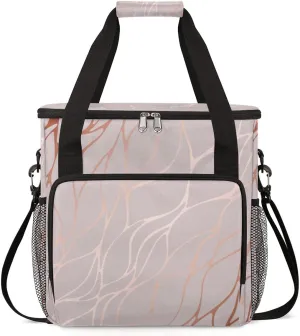 Abstract Rose Gold Marble Coffee Maker Carring Bag Travel Storage Tote Bag Compatible with Keurig K-Mini or K-Mini Plus Portable Single Serve Coffee Brewer Case with Pockets for K-cup Pods