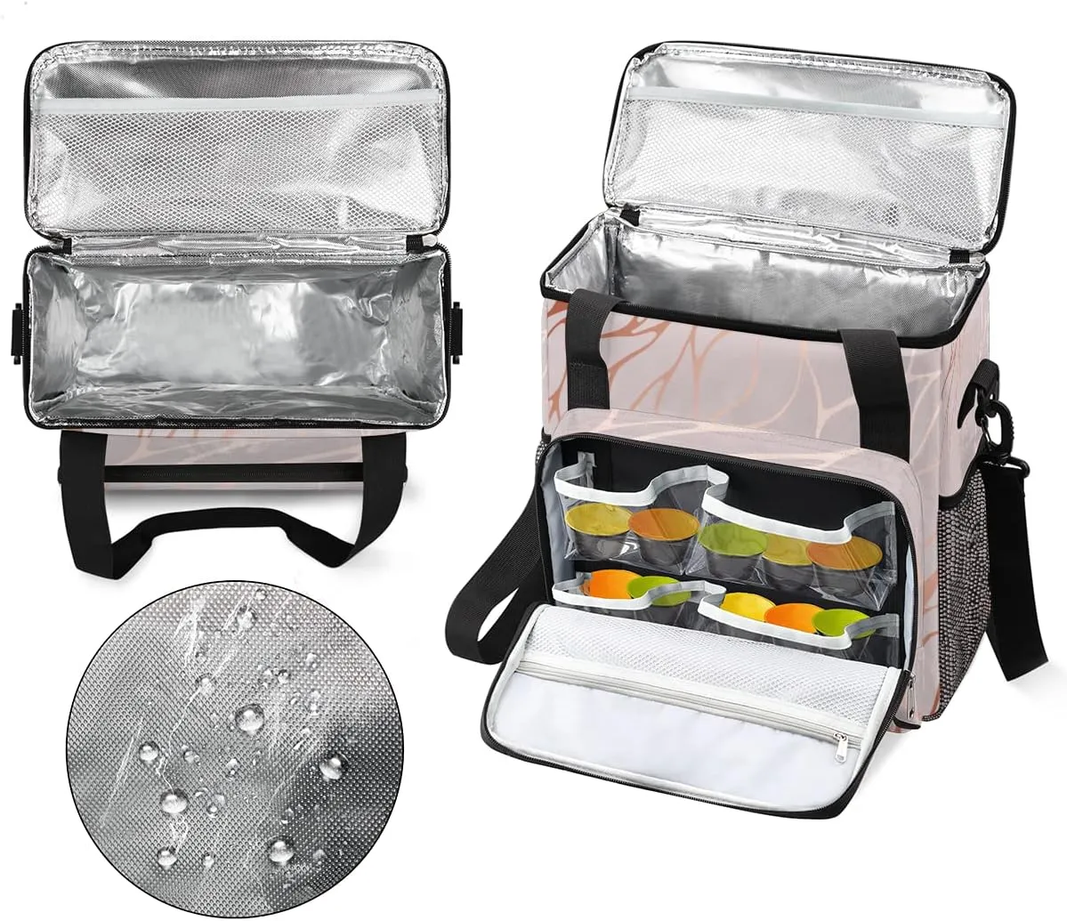 Abstract Rose Gold Marble Coffee Maker Carring Bag Travel Storage Tote Bag Compatible with Keurig K-Mini or K-Mini Plus Portable Single Serve Coffee Brewer Case with Pockets for K-cup Pods