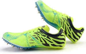 AIRFUL Mens Womens Boys Girls Spikes Athletics Racing Running Shoes Track and Field Sneaker Training Competition Dedicated Long Jump Athletics Shoes (Color : Green, Size : 8 Women/6.5 Men)