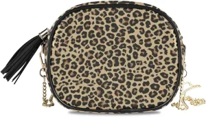 ALAZA PU Leather Small Crossbody Bag Purse Wallet Cheetah Leopard Print Animal Skin Cell Phone Bags with Adjustable Chain Strap & Multi Pocket