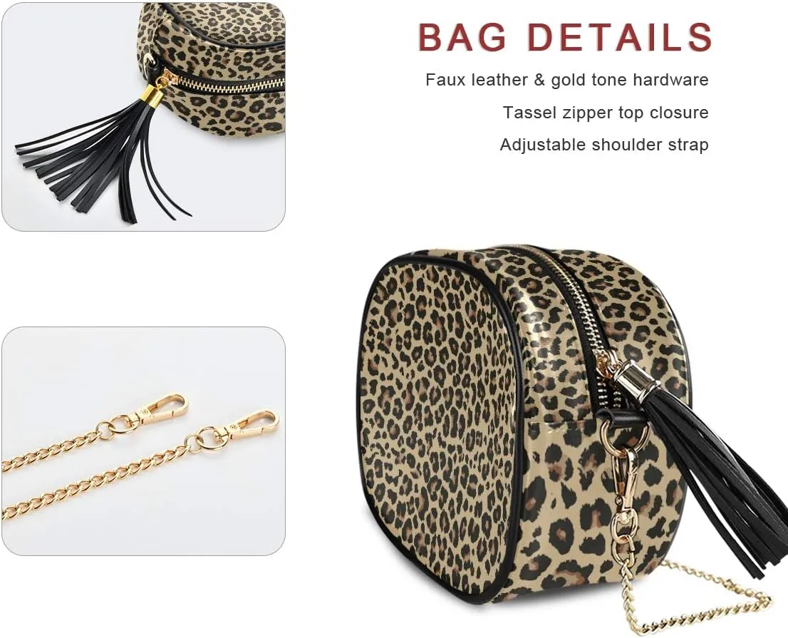 ALAZA PU Leather Small Crossbody Bag Purse Wallet Cheetah Leopard Print Animal Skin Cell Phone Bags with Adjustable Chain Strap & Multi Pocket