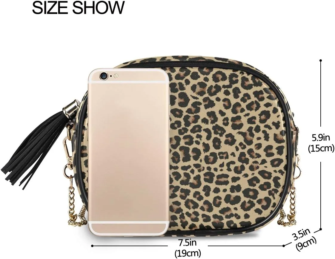 ALAZA PU Leather Small Crossbody Bag Purse Wallet Cheetah Leopard Print Animal Skin Cell Phone Bags with Adjustable Chain Strap & Multi Pocket