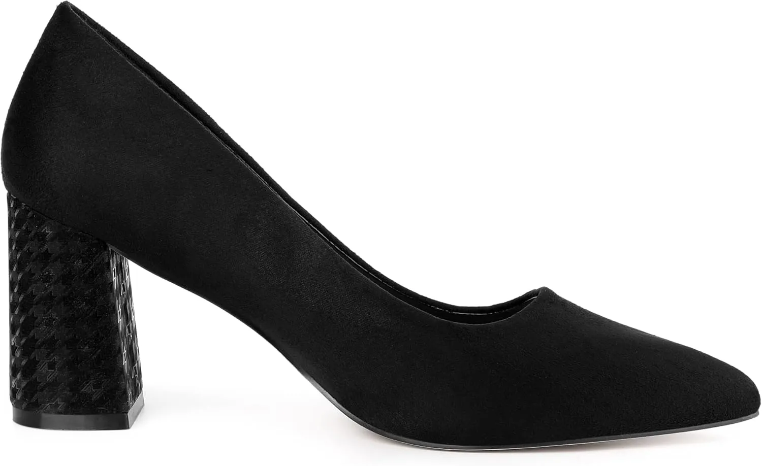 Allegra K Women's Pointy Toe Slip on Plaid Printing Closed Toe Dress Shoes Chunky Heel Pumps