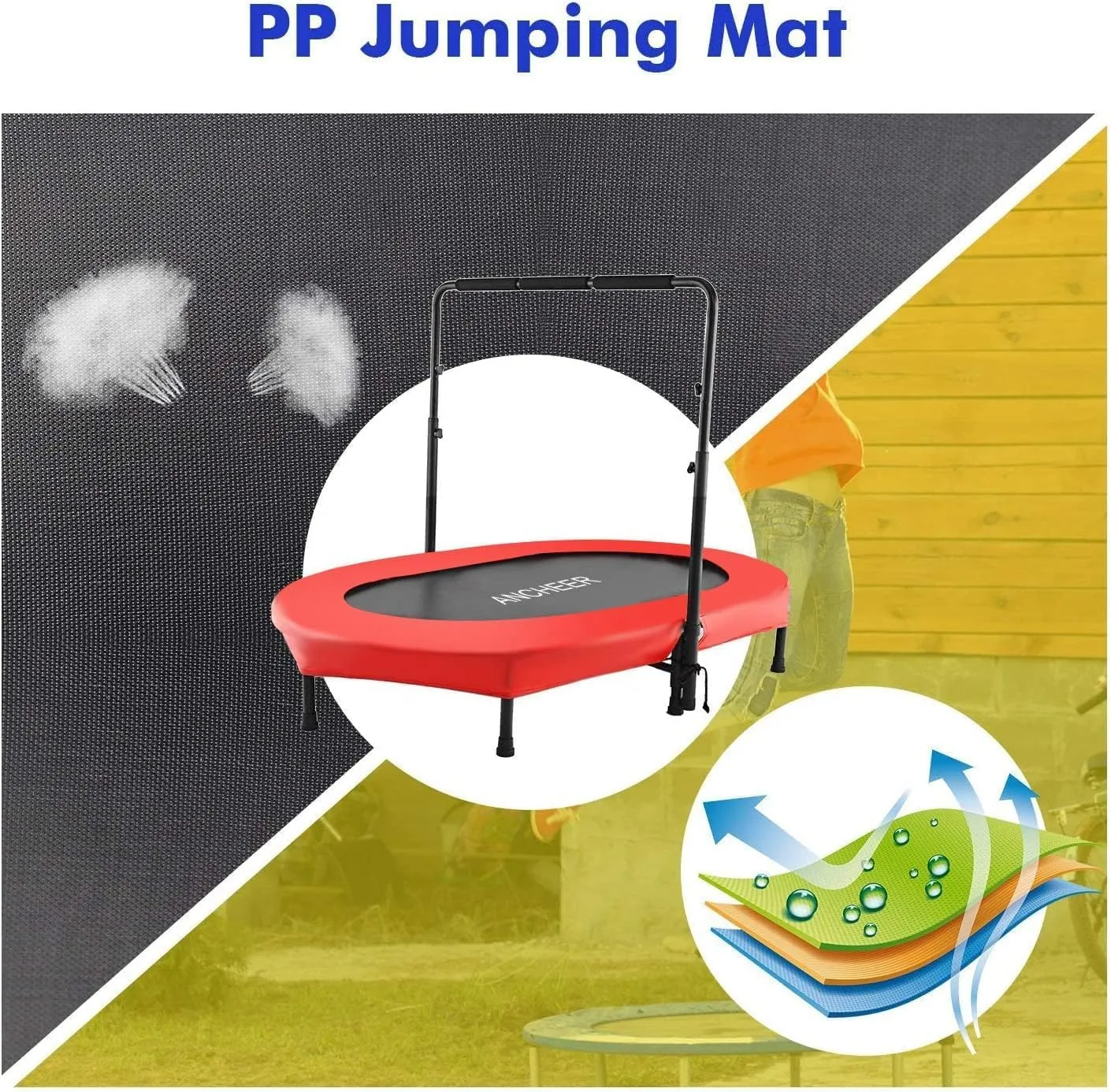 ANCHEER Trampoline for Kids, Toddler Trampoline with Handle, Child Small Rebounder for Indoor and Outdoor Use, 220 lbs Weight Capacity