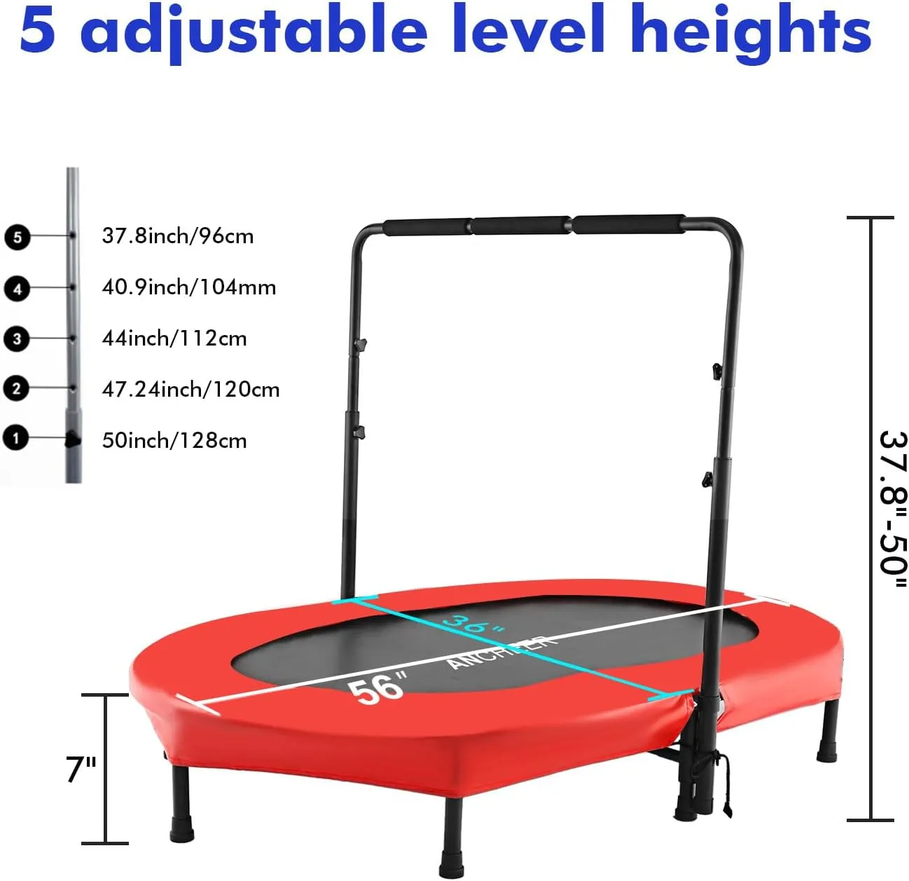 ANCHEER Trampoline for Kids, Toddler Trampoline with Handle, Child Small Rebounder for Indoor and Outdoor Use, 220 lbs Weight Capacity