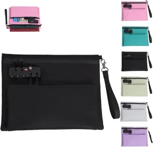 Anti-Theft Travel Pouch,Travel Bag with Lock,Waterproof Secure Bag with Combination Lock for Business & Outdoor Use