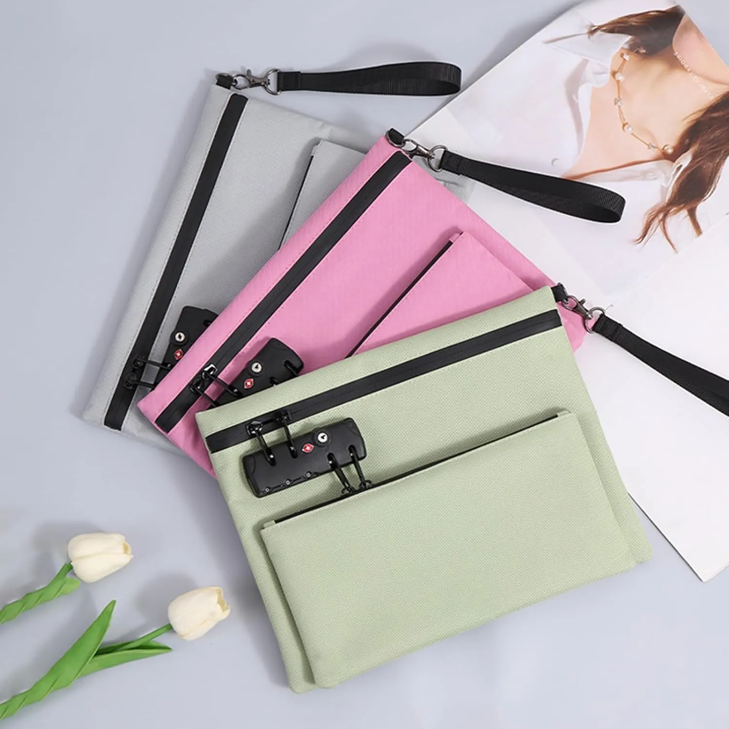 Anti-Theft Travel Pouch,Travel Bag with Lock,Waterproof Secure Bag with Combination Lock for Business & Outdoor Use
