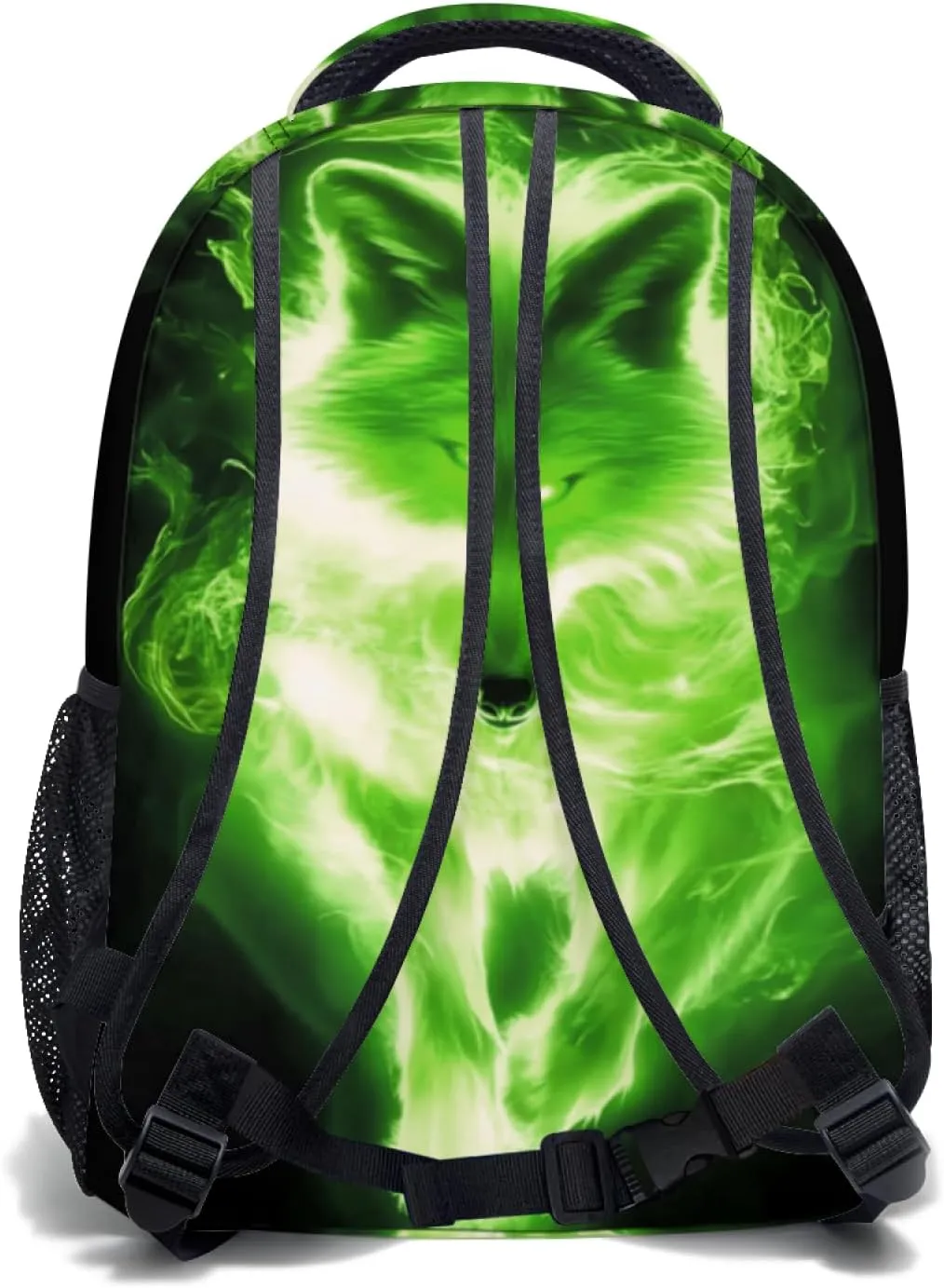 aportt Cool Glowing Green Wolf Backpack for Boys Girls Monster Animal Durable Casual Basic Kids Bookbag Black Lightweight School Bag for Teens Students Travel Daypack