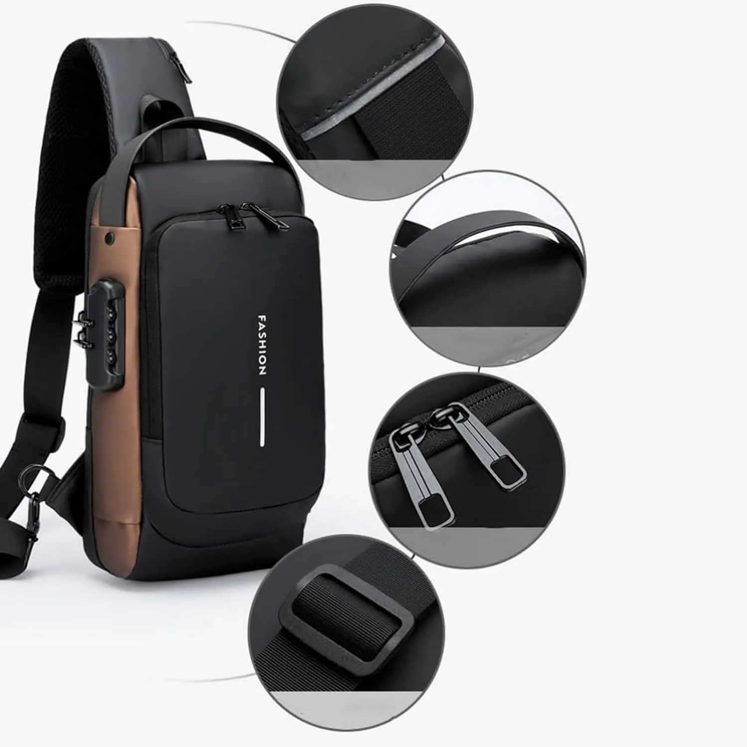 Auricz Bag, New Carbon Fiber Streamline Anti-Theft Sling Bags, Waterproof Shoulder Backpack with USB Charging (Gray)