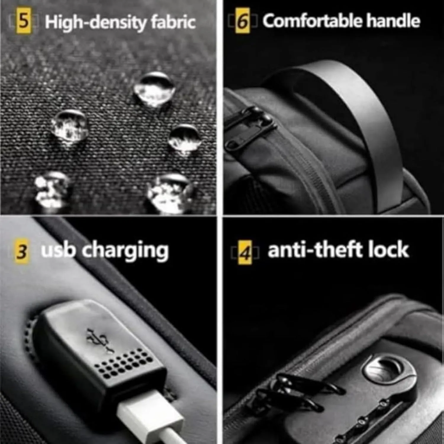 Auricz Bag, New Carbon Fiber Streamline Anti-Theft Sling Bags, Waterproof Shoulder Backpack with USB Charging (Gray)