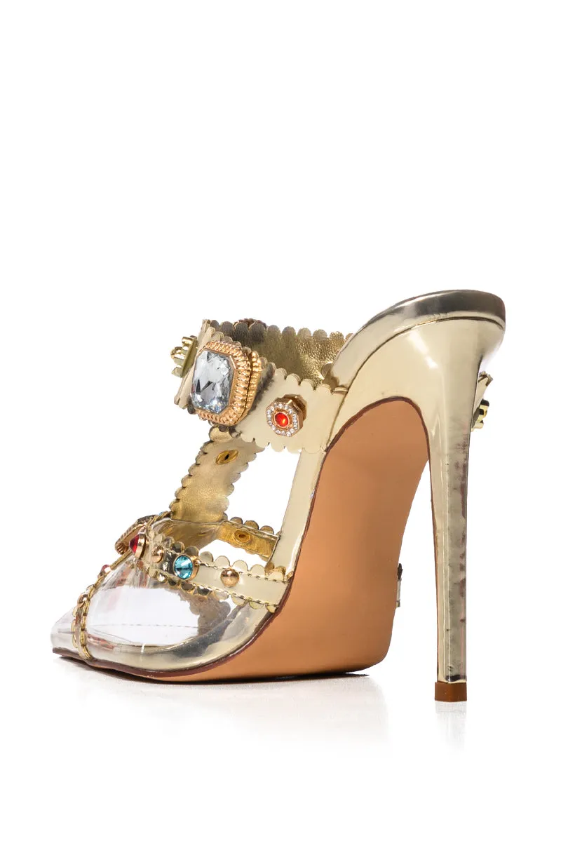 AZALEA WANG ZYA MULTI GOLD EMBELLISHED PVC PUMP