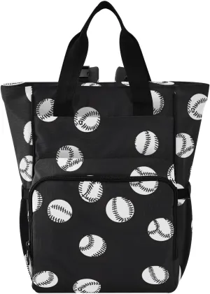 Baby Diaper Bag Backpack Black White Baseball Pattern Large Tote Baby Bag for Boys, Girls, Waterproof Multi Function Diaper Backpack, Travel Essentials for Moms