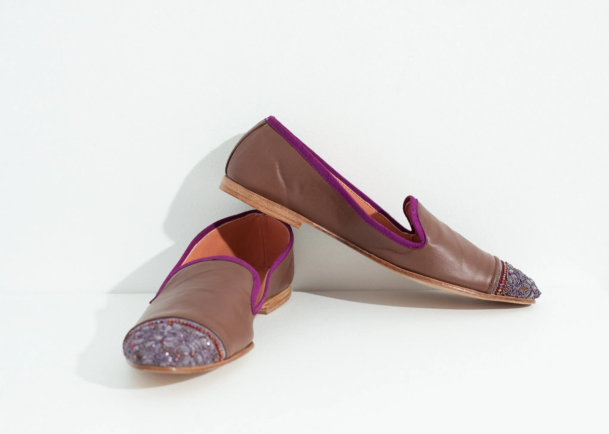 Bargain Loafer Premium finish Rose/Aubergine in Cap Toe Bizi