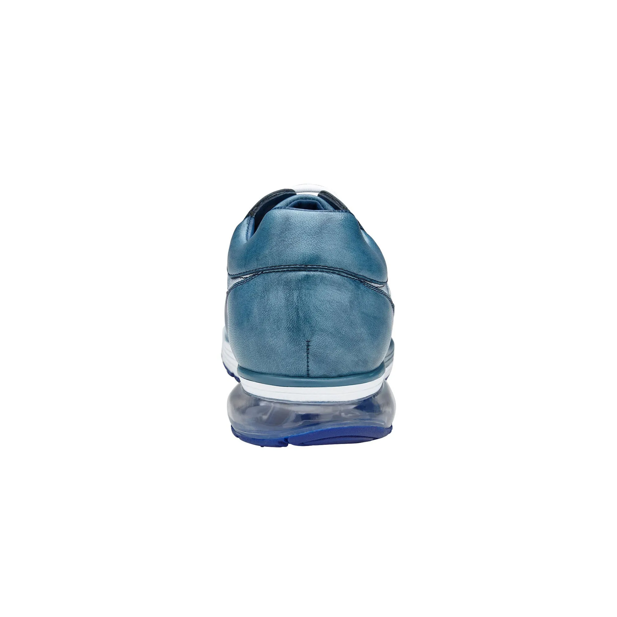 Belvedere Gino in Antique Caribbean Blue / White Genuine Ostrich Leg and Soft Calf Sneaker