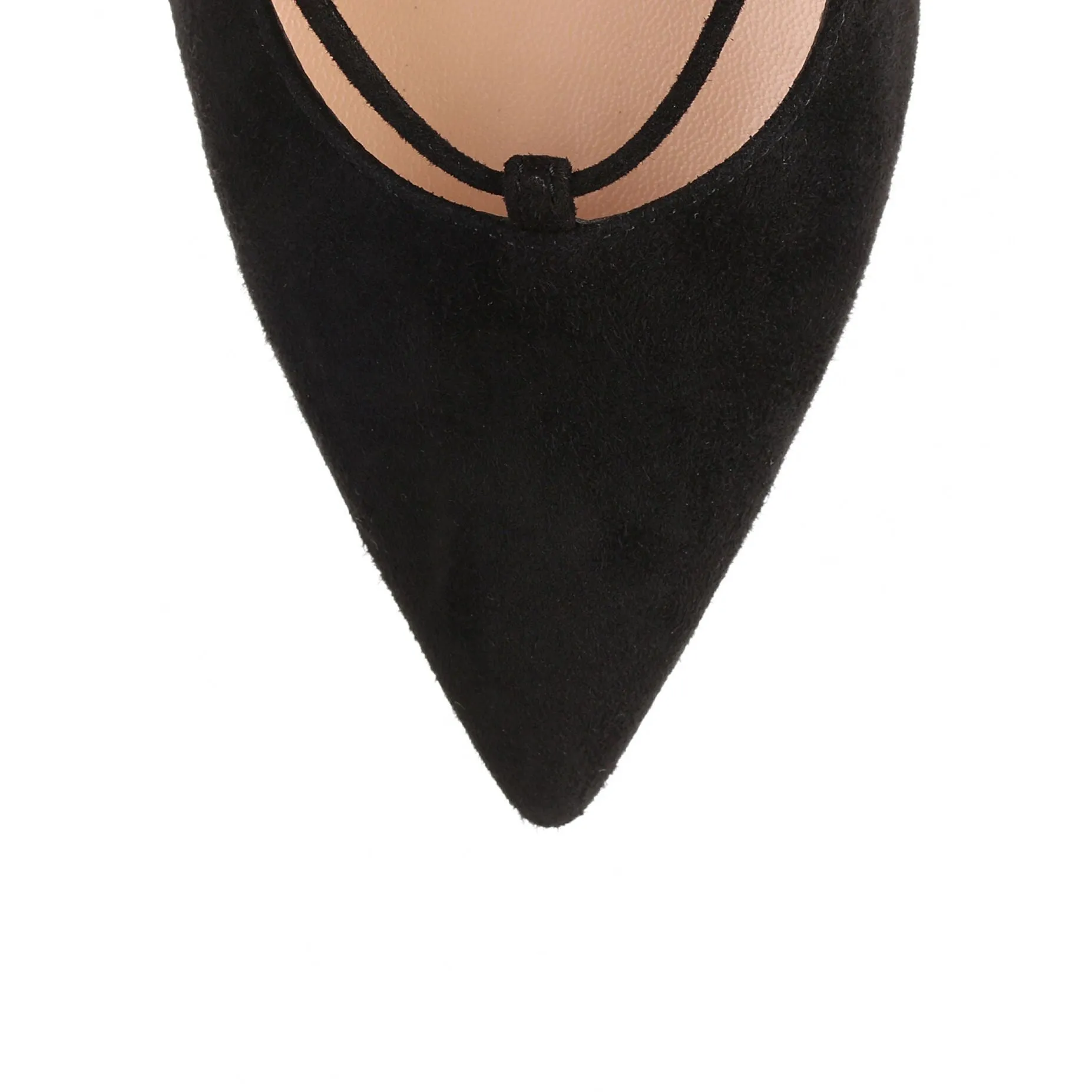 Black suede lace-up pump
