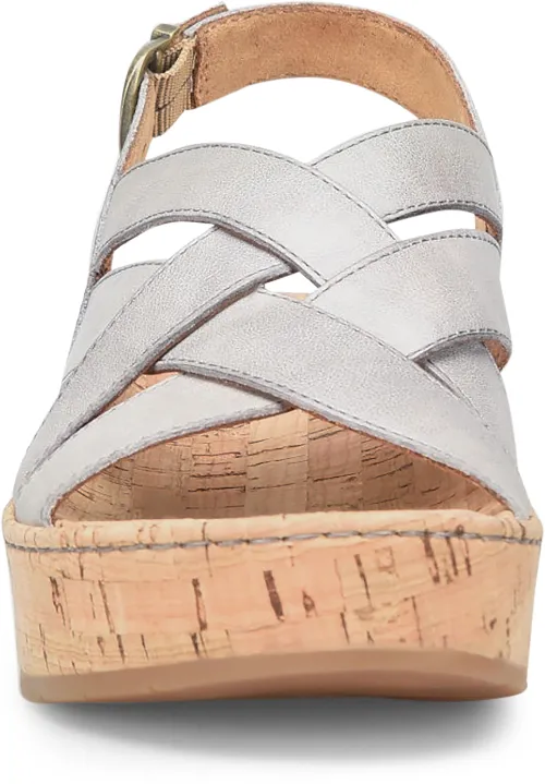 Born Grey (Cenere) Shona Women's Cork Wrapped Wedge Platform Sandals BR0035622