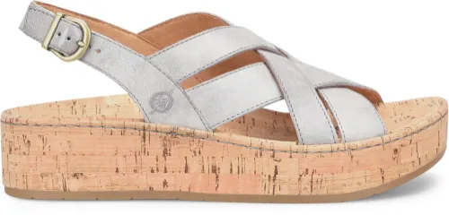 Born Grey (Cenere) Shona Women's Cork Wrapped Wedge Platform Sandals BR0035622