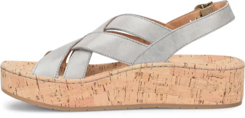 Born Grey (Cenere) Shona Women's Cork Wrapped Wedge Platform Sandals BR0035622