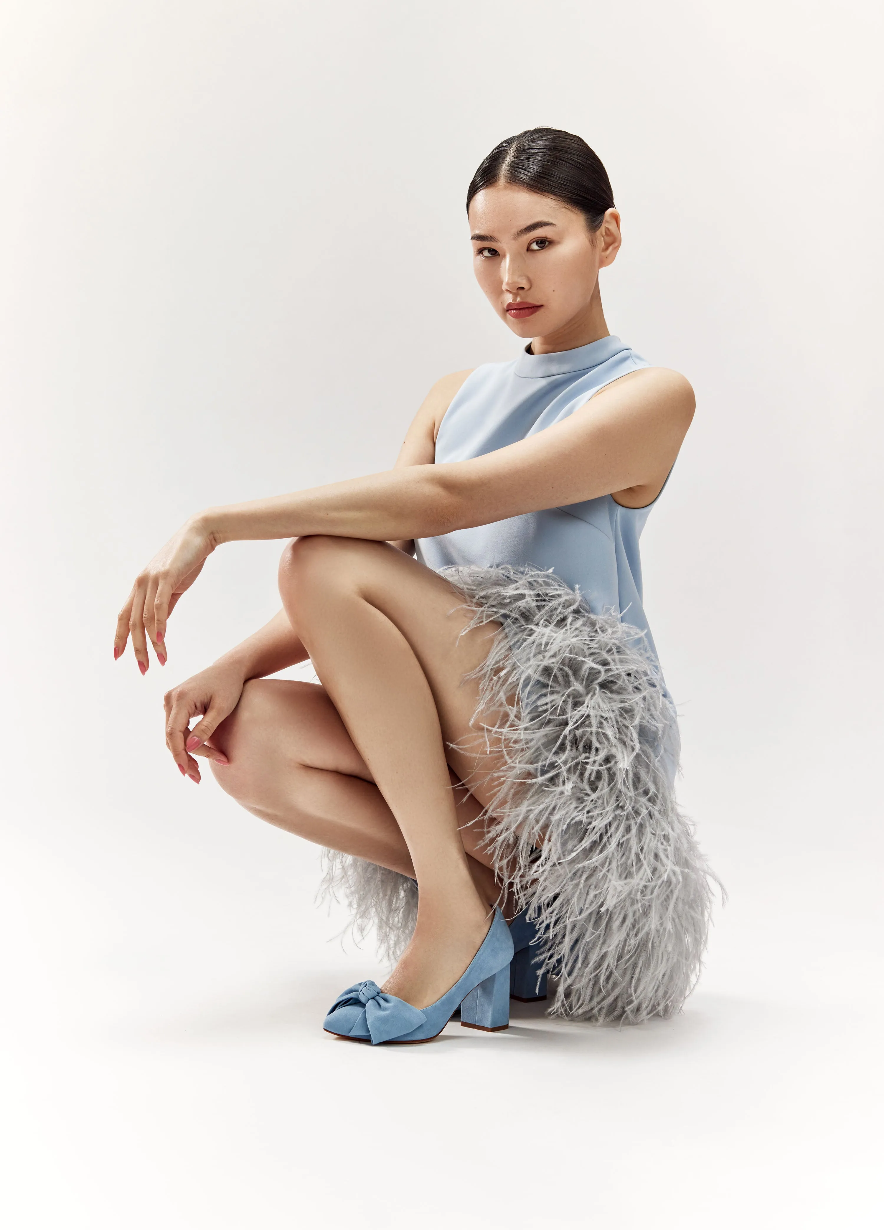 Bow Pump - Blue Suede