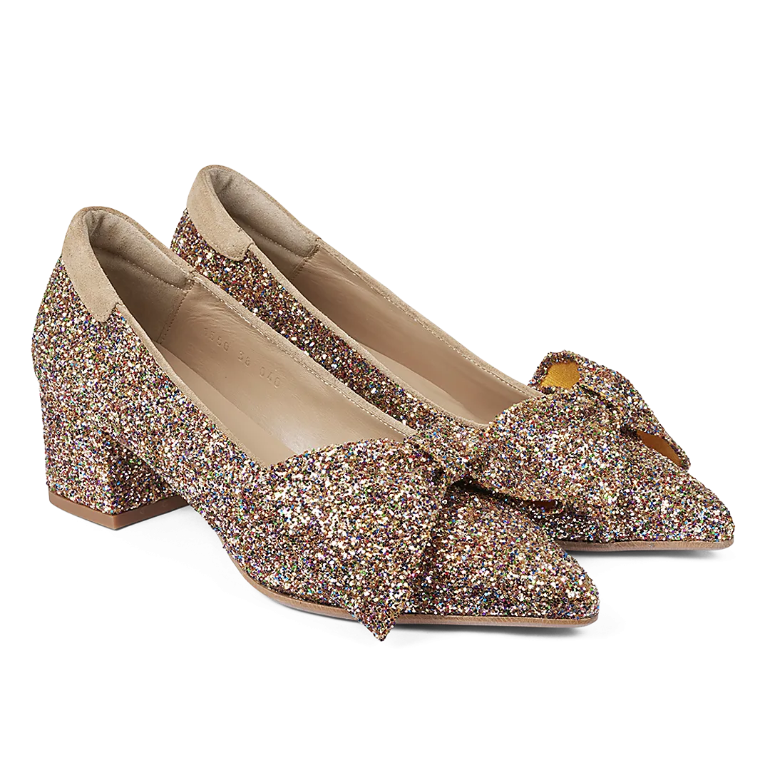 Bow pump in sparkling glitter