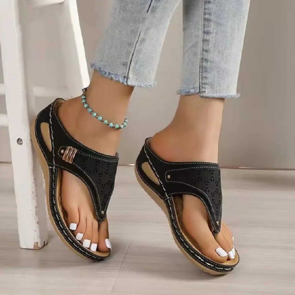 Breathable Mesh Sports Sandals with Non-Slip Sole, Women’s Thick-Soled Flip-Flops Wedge Heel Slippers, Summer Comfortable Orthopedic Sandals