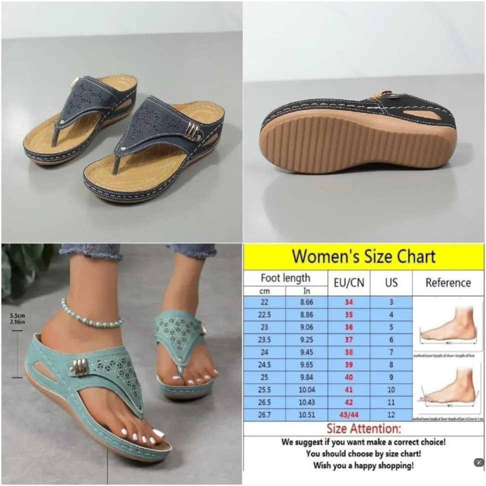 Breathable Mesh Sports Sandals with Non-Slip Sole, Women’s Thick-Soled Flip-Flops Wedge Heel Slippers, Summer Comfortable Orthopedic Sandals