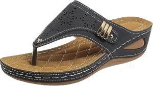 Breathable Mesh Sports Sandals with Non-Slip Sole, Women’s Thick-Soled Flip-Flops Wedge Heel Slippers, Summer Comfortable Orthopedic Sandals