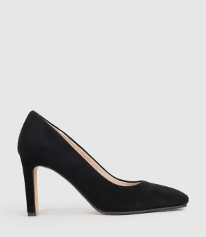 BROOKLYN85 Square Toe Pump in Black Suede
