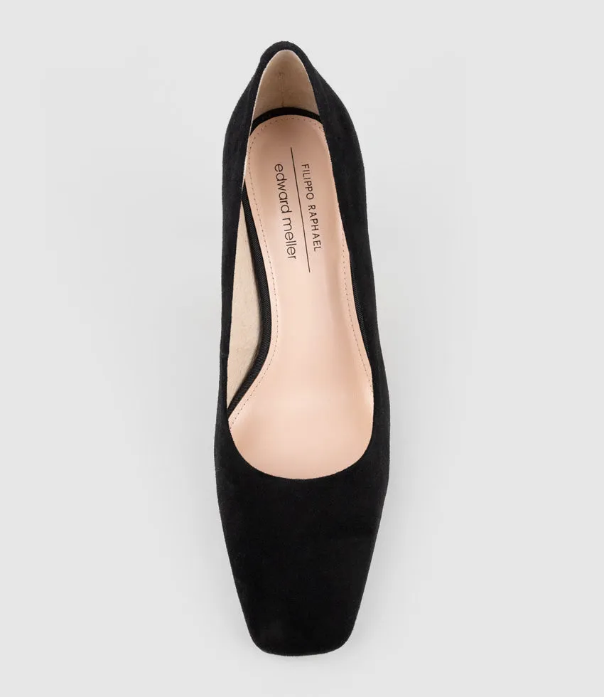 BROOKLYN85 Square Toe Pump in Black Suede