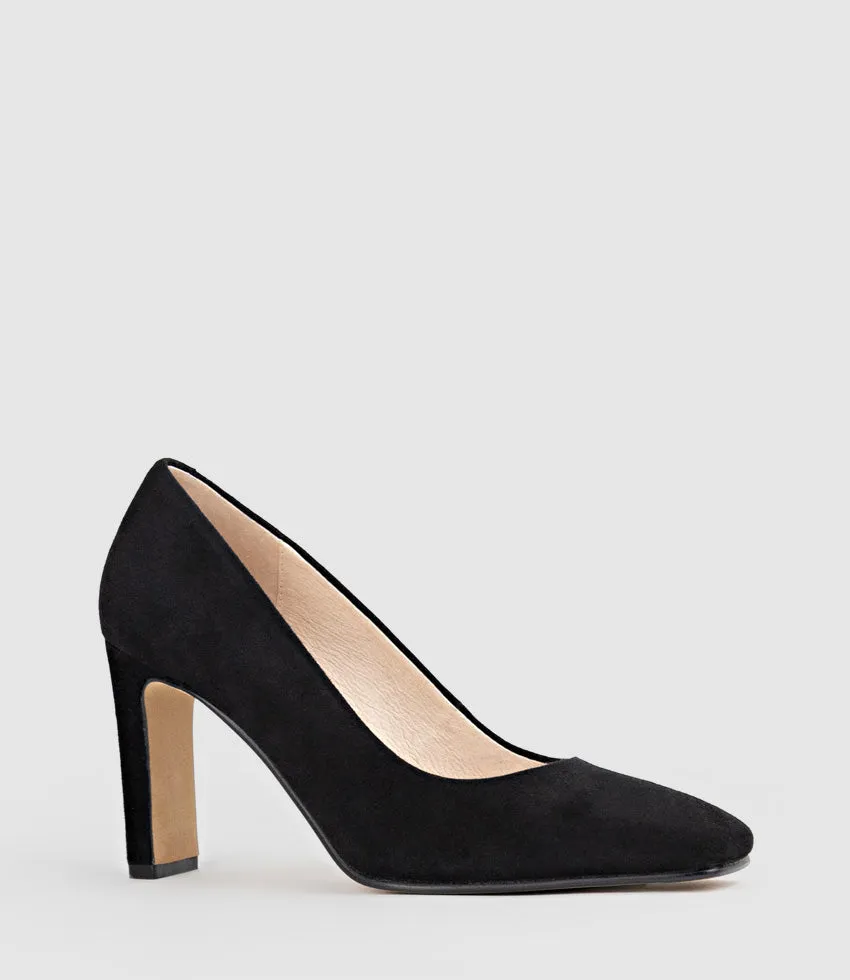 BROOKLYN85 Square Toe Pump in Black Suede