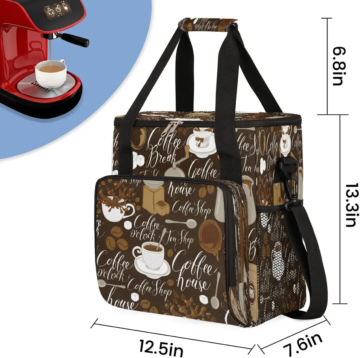 cfpolar Coffee House Coffee Maker Storage Bag, Travel Coffee Maker Carrying Storage Tote Bag Compatible with K-Mini or K-Mini Plus, Dustproof Tote Bag with Shoulder Strap for Women Men
