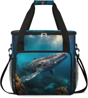 cfpolar Whale Of Reefs Islands Coffee Maker Storage Bag, Travel Coffee Maker Carrying Storage Tote Bag Compatible with K-Mini or K-Mini Plus, Dustproof Tote Bag with Shoulder Strap for Women Men