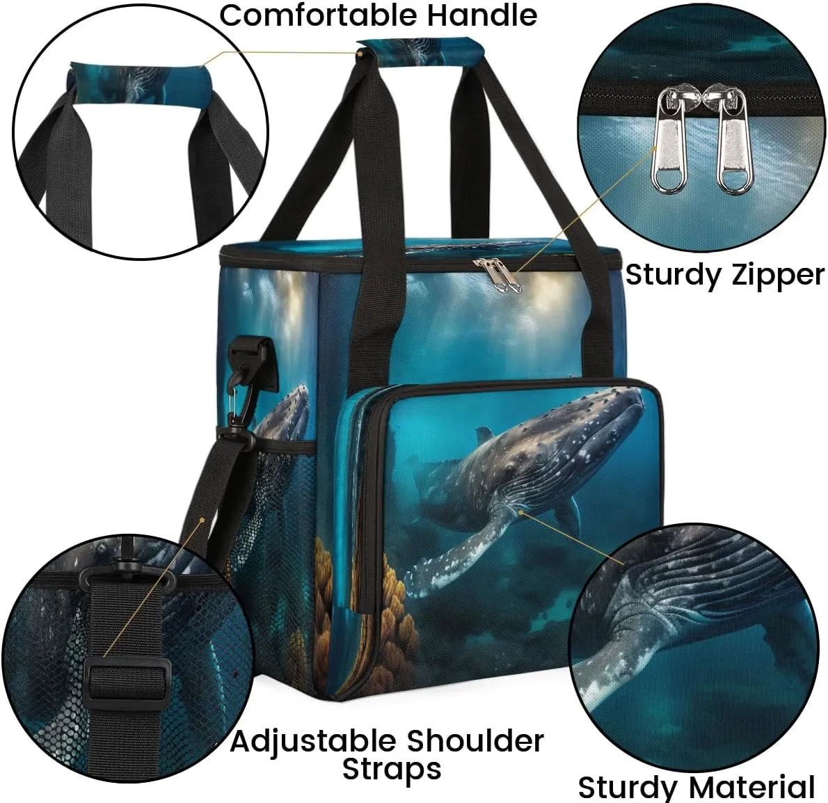 cfpolar Whale Of Reefs Islands Coffee Maker Storage Bag, Travel Coffee Maker Carrying Storage Tote Bag Compatible with K-Mini or K-Mini Plus, Dustproof Tote Bag with Shoulder Strap for Women Men