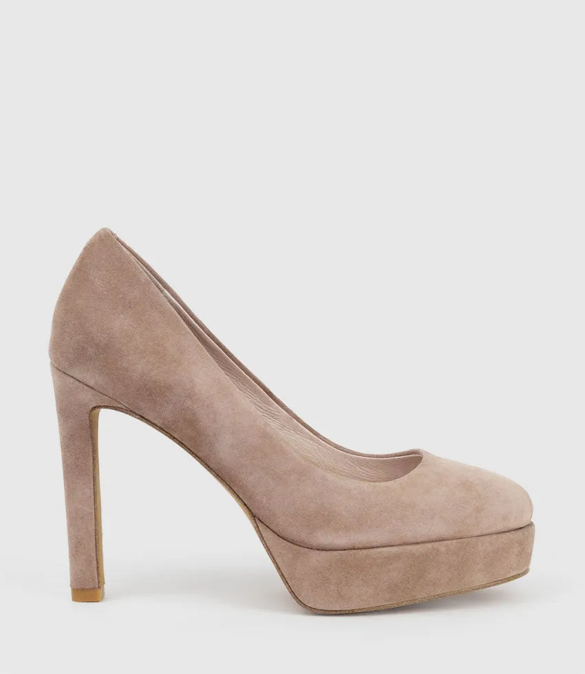 CIARA110 Platform Pump in Nude Suede